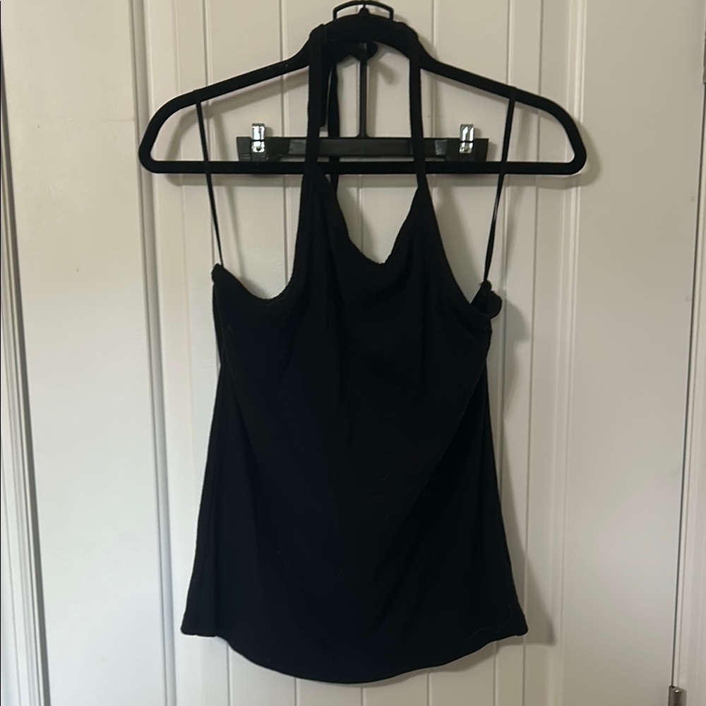 GAP Black Ribbed Halter Backless Tank